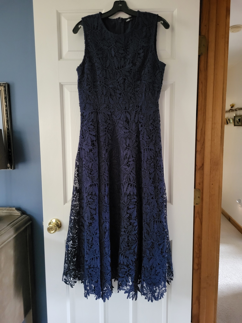 Ina Navy Floral Lace Midi Dress